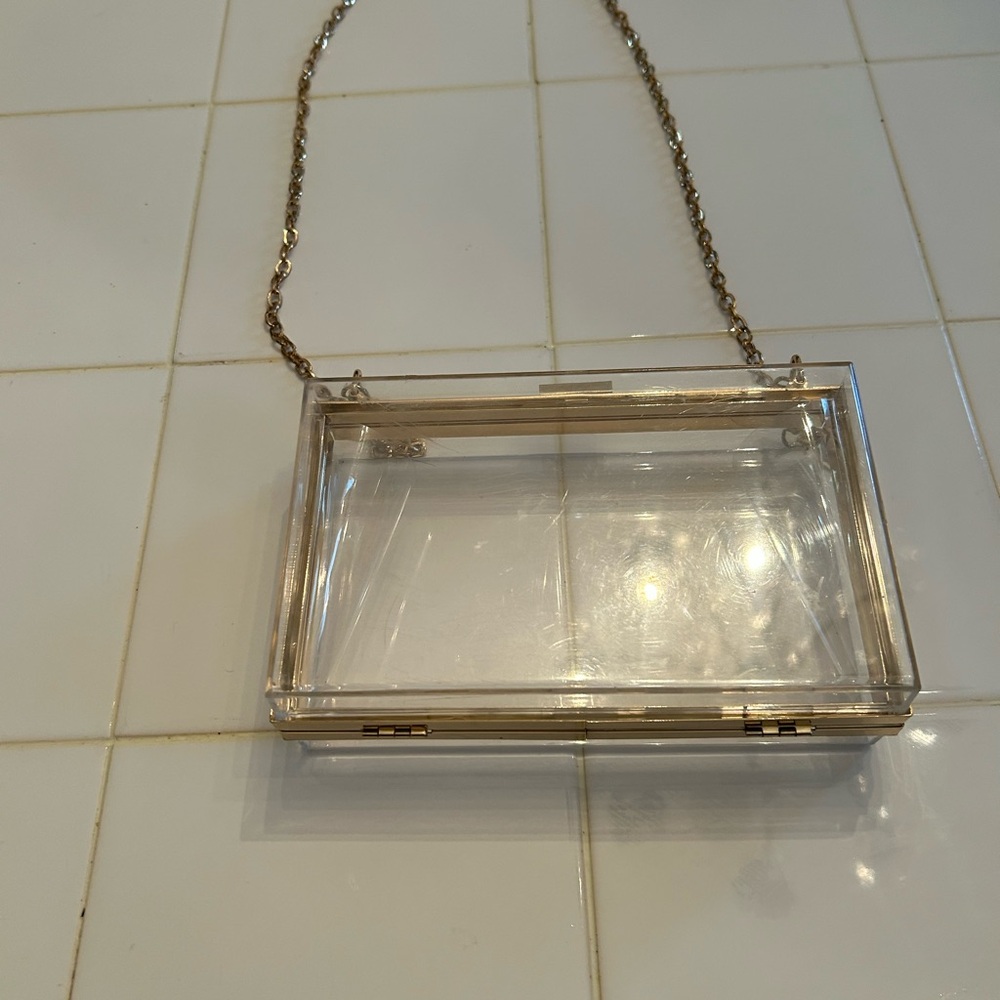 Transparent Gold Chain Clutch